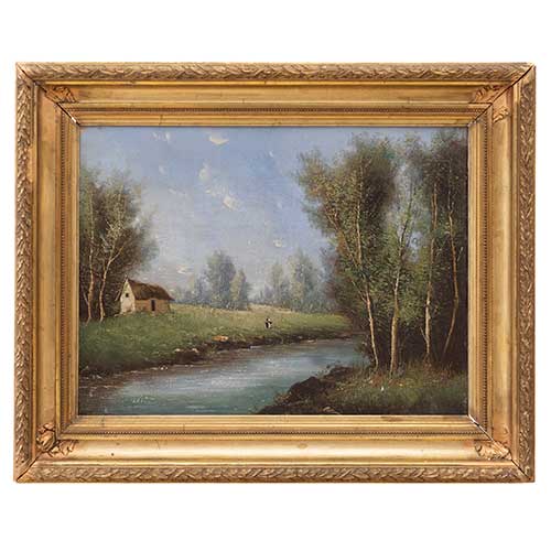 Sub.:41 - Lote: 195 - ESCUELA ESPA�OLA, SS. XIX - XX Paisaje ribera del rio