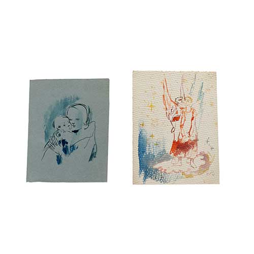 Sub.:41 - Lote: 130 - JUAN ANTONIO RODA (1921-2003) Dos acuarelas c. 1945 T�cnica mixta sobre papel.