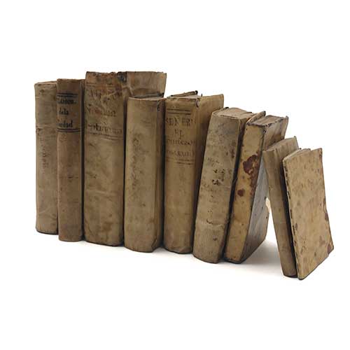 Sub.:41 - Lote: 1022 -  Lote de ocho libros encuadernados en pergamino de diversos temas religiosos del siglo XVIII