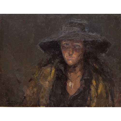 Sub.:42 - Lote: 48 - AGUST�N ALEGRE MONFERRER (Santa Eulalia del Campo, Teruel, 1936) Pastora de cabras