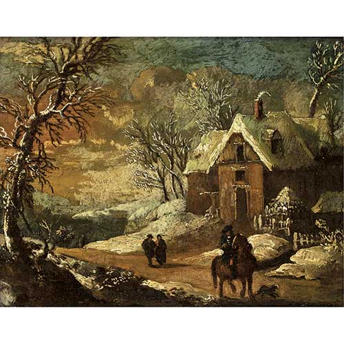 Sub.:42 - Lote: 157 - ESCUELA FLAMENCA, S. XVII Paisaje de invierno con figuras