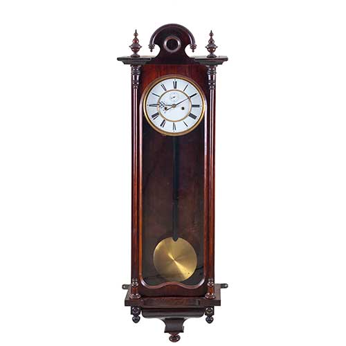 Sub.:42 - Lote: 176 -  Reloj regulador de pared ingl�s de p�ndulo con pesas y llave S.XIX