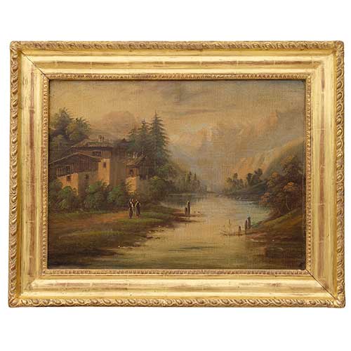 Sub.:42 - Lote: 74 - ESCUELA CENTROEUROPEA, S. XIX Paisaje orillas de rio