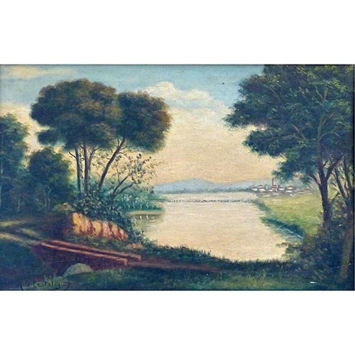 Sub.:5-On - Lote: 215 -  Paisaje con r�o