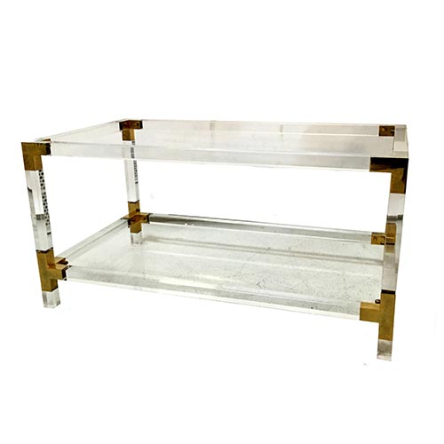 Sub.:5-On - Lote: 50 -  Mesita auxiliar de metacrilato, lat�n y cristal.