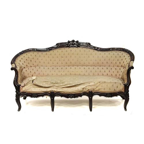 Sub.:5-On - Lote: 37 -  Sof� isabelino en madera palosanto s. XIX. A restaurar estructura y tapicer�a.