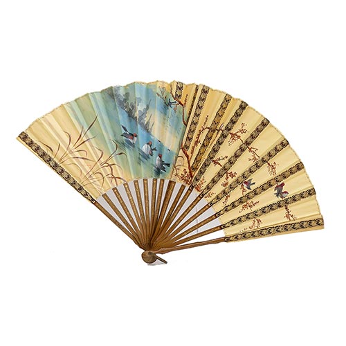 Sub.:5-On - Lote: 184 -  Abanico en madera y tela pintada.