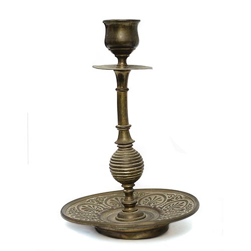 Porta velas Palmatoria Candelabro Bronce Pintado Estilo Noel