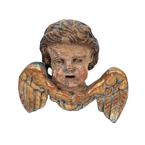 Sub.:5-On - Lote: 346A -  Cabeza de �ngel en madera tallada y policromada. S.XX.