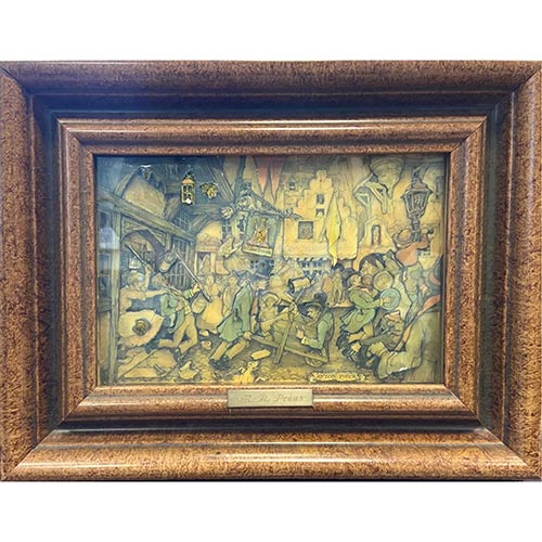 Sub.:5-On - Lote: 230 -  Recortes esmaltados y policromados creando escenas costumbristas. Con inscripci�n y enmarcado