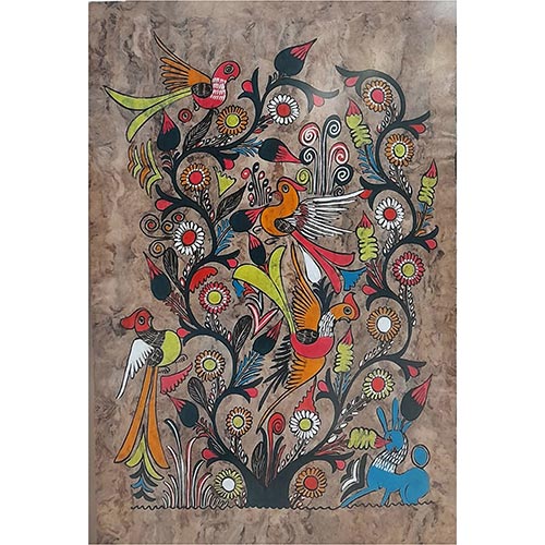 Sub.:5-On - Lote: 100 -  Pasta de papel con motivos decorativos mejicanos representando flores y p�jaros.