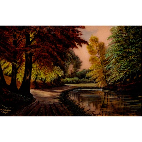 Sub.:5-On - Lote: 96 - ESCUELA FRANCESA, S. XX Camino bordeando el r�o