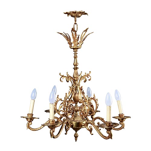 Sub.:5-On - Lote: 164A -  L�mpara de techo. En bronce y cristal, de 6 luces.