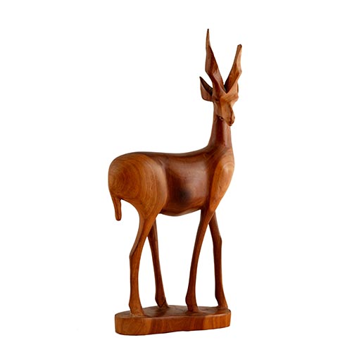 Sub.:5-On - Lote: 174 -  Figura de gacela en madera tallada. Cuernos rotos. Moderno. Arte africano.