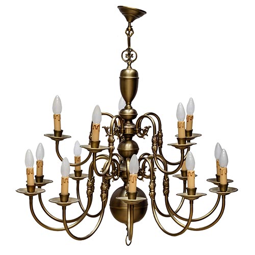 Sub.:6-On - Lote: 111 -  Gran l�mpara holandesa de 18 luces, en lat�n.