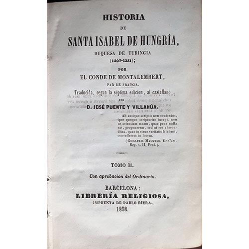 Sub.:6-On - Lote: 2110 -  Religi�n. CONDE DE MONTALEMBERT, 