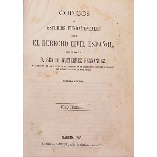 Sub.:6-On - Lote: 2149 -  C�digos o estudios fundamentales sobre el derecho civil espa�ol