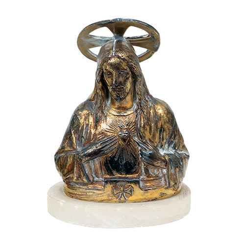 Sub.:6-On - Lote: 177 -  Sagrado Coraz�n en bronce y base en alabastro.