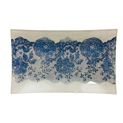 Sub.:6-On - Lote: 232 -  Bandeja en cristal con decoraci�n de flores.