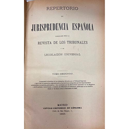 Sub.:6-On - Lote: 2506 -  Repertorio de jurisprudencia espa�ola. Tomo N� 2