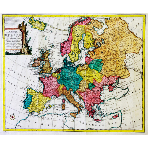 Sub.:6 - Lote: 20 - EMANUEL BOWEN (1693 - 1767) MAPA de EUROPA.