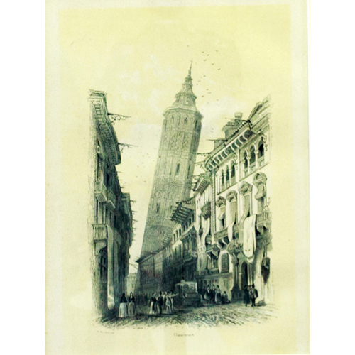 Sub.:6 - Lote: 1072 - ADOLF FRANOISE PANNEMAKER (1822-1900) Saragosse. Zaragoza. Vista de la Torre Nueva o Inclinada