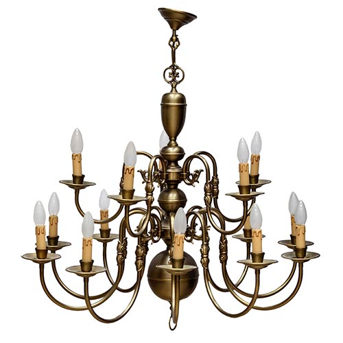 Sub.:7-On - Lote: 312 -  Gran l�mpara holandesa de 18 luces, en lat�n.