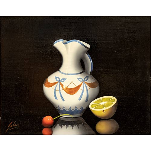 Sub.:7-On - Lote: 78 - JUAN SOLER (La Linea de la Concepci�n, C�diz, 1951) Bodegones de cer�mica, lim�n y cereza