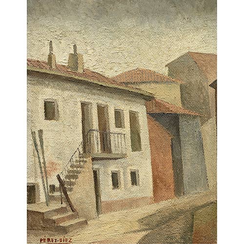 Sub.:7-On - Lote: 201 - JOSE LUIS P�REZ DIEZ (Bilbao 1931-1992) Calle de pueblo