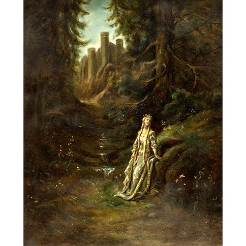 Sub.:7-On - Lote: 176 -  Princesa medieval con paisaje.