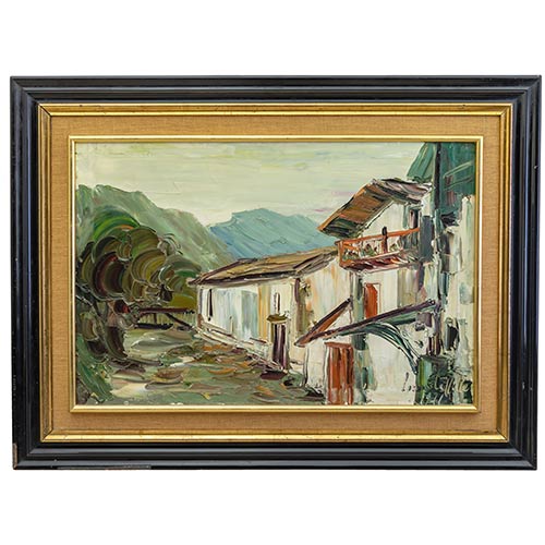 Sub.:7-On - Lote: 102 - IRENE LAFFITTE (San Sebasti�n, 1941) Vista de casas