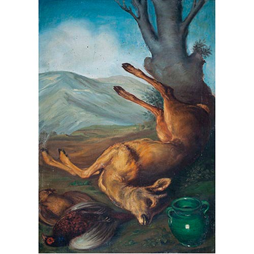 Sub.:7-On - Lote: 146 - ESCUELA ESPA�OLA, S. XX Bodeg�n de caza en un paisaje