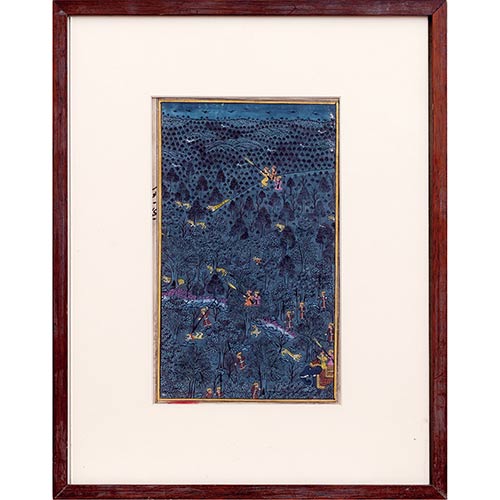 Sub.:7-On - Lote: 62 - AN�NIMO. Escuela MUGHAL. CACER�A DE TIGRES: EL Emperador mogol cazando tigres desde un elefante.