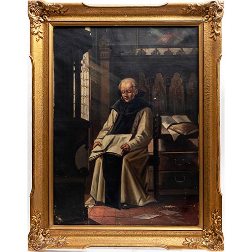 Sub.:7-On - Lote: 105 - ESCUELA ESPA�OLA S.XX Fraile en la sacrist�a