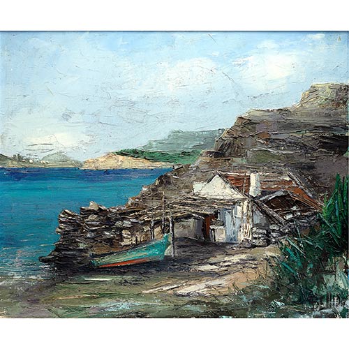 Sub.:7-On - Lote: 130 - JOAQU�N BELLIDO (Valencia, S. XIX) Casa en la costa