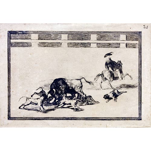 Sub.:7-On - Lote: 17 - FRANCISCO DE GOYA Y LUCIENTES (Fuendetodos, Zaragoza, 1746 - Burdeos, Francia, 1828) Echan perros al toro