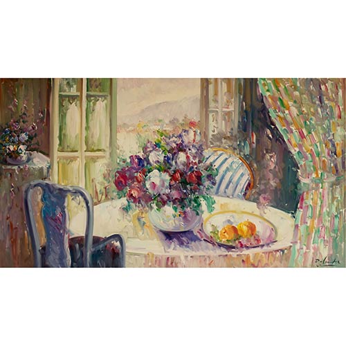 Sub.:7-On - Lote: 114 - ESCUELA ESPA�OLA S. XX Sal�n con flores II