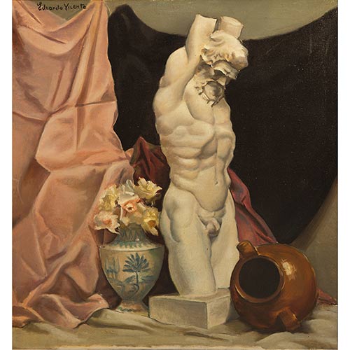 Sub.:7-On - Lote: 145 - EDUARDO VICENTE (Madrid, 1909-1968) Bodeg�n con escultura cl�sica