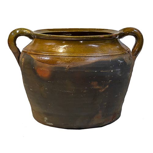 Sub.:7-On - Lote: 336 -  Orza en cer�mica y cer�mica vidriada con dos asas.