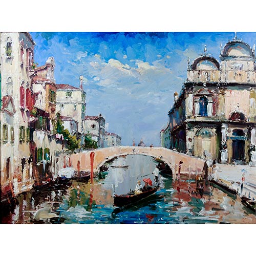 Sub.:7-On - Lote: 118 - ESCUELA ITALIANA, S. XX Escena veneciana y Jard�n con templete