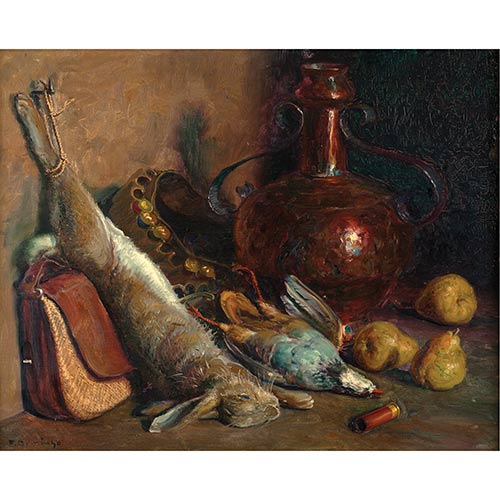 Sub.:7-On - Lote: 142 - FRANCESCO DOMINGO I SEGURA (Barcelona 1893 - Sao Paulo 1974) Bodeg�n con piezas de caza