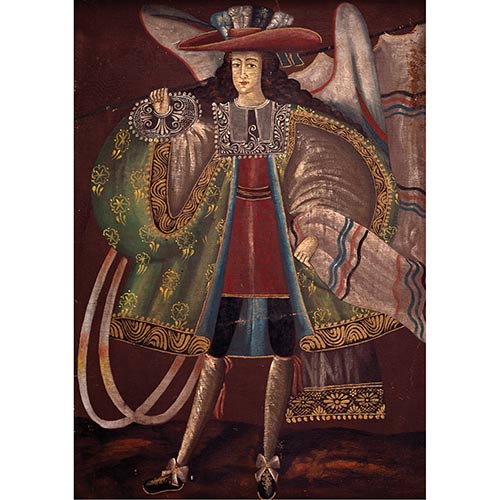 Sub.:7-On - Lote: 147 - ESCUELA CUZQUE�A, S.XX Arc�ngel arcabucero y arc�ngel con estandarte