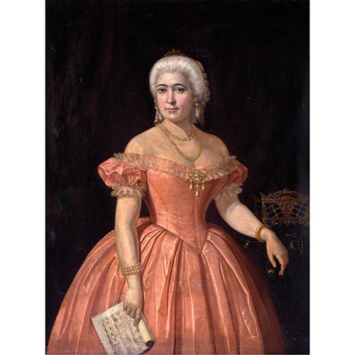 Sub.:7-On - Lote: 173 - ESCUELA ESPA�OLA S. XIX Retrato de dama con partitura