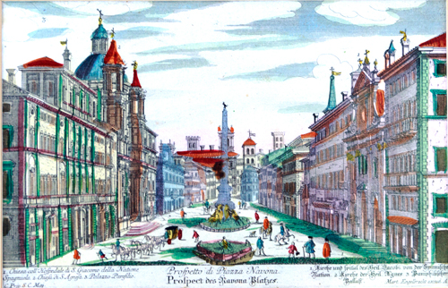 Sub.:7 - Lote: 1 - MARTIN ENGELBRECHT (Augsburgo, 1684-1756) Vista de Piazza Navona
