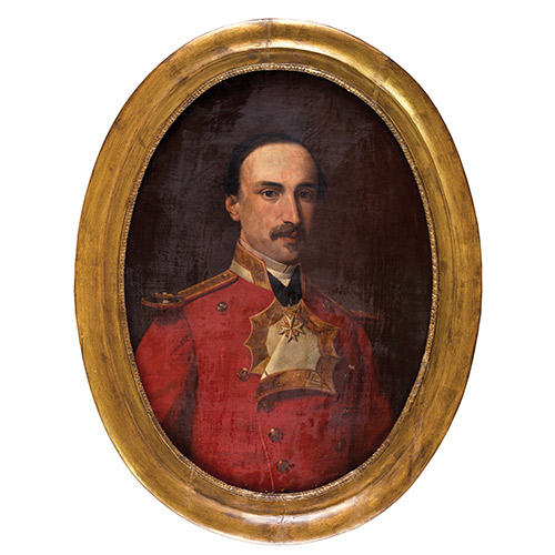 Sub.:7 - Lote: 56 - ESCUELA ESPAOLA, S.XIX Retrato de militar con uniforme rojo