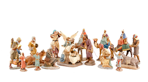 Sub.:7 - Lote: 1265 -  Bel�n en barro y escayola policromado, formado por 66 piezas.