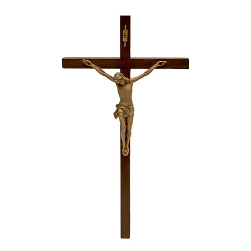 Sub.:8-On - Lote: 1141 -  Cristo crucificado en resina emulando marfil sobre cruz de madera.