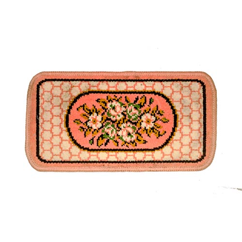 Sub.:8-On - Lote: 123 -  Tapete de estilo neoclsico con cartucho central de flores cobre fondo geomtrico en blanco y rosa.