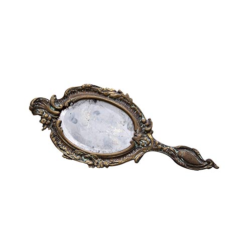 Sub.:8-On - Lote: 1292 -  Espejo de tocador en bronce con decoraciones vegetales.