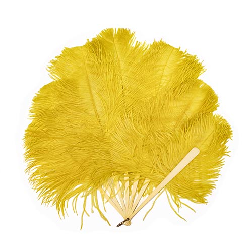 Sub.:8-On - Lote: 184 -  Abanico con plumas amarillas y varillaje en hueso.